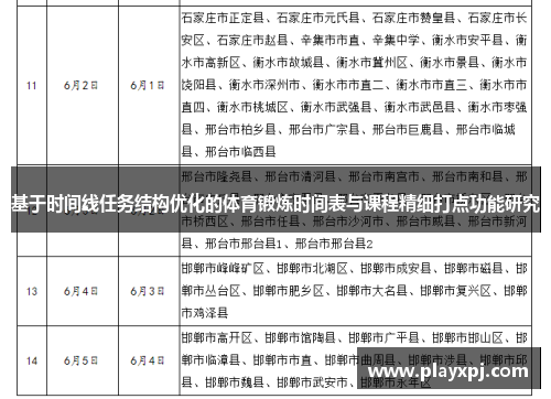 基于时间线任务结构优化的体育锻炼时间表与课程精细打点功能研究