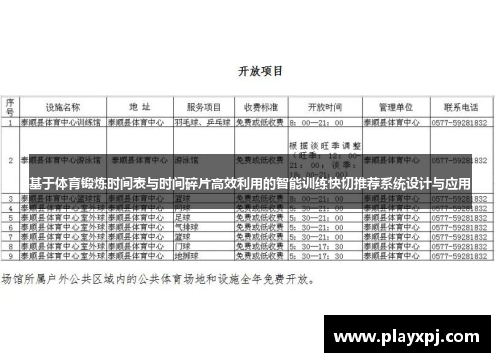 基于体育锻炼时间表与时间碎片高效利用的智能训练快切推荐系统设计与应用